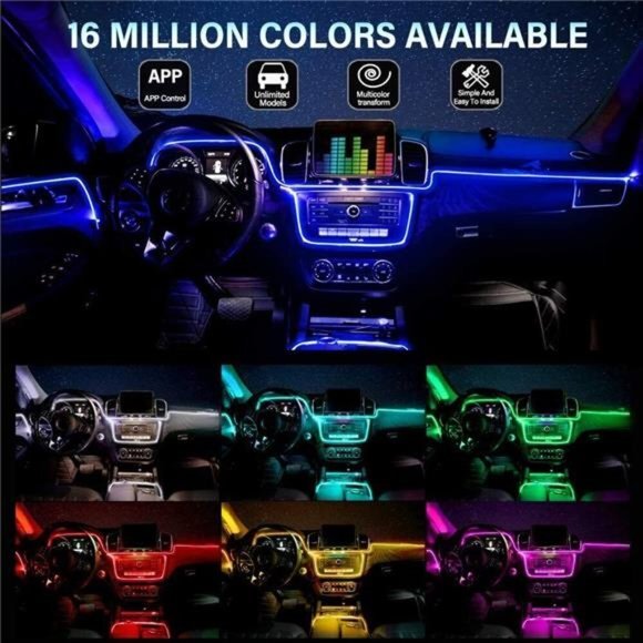 6M Car RGB Interior Ambient LED‎ Strip Light APP Music Control Atmosphere Lamps - Picture 3 of 10